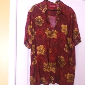 Hawaiian shirt Burgundy Multi Color Sz-XXL